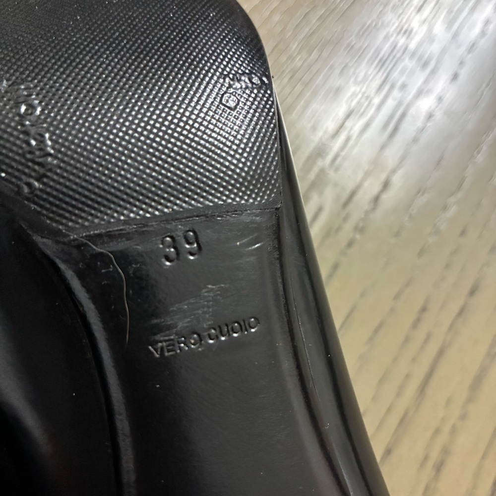 Prada Black Leather Heels with Chain Accent - Picture 5 of 8